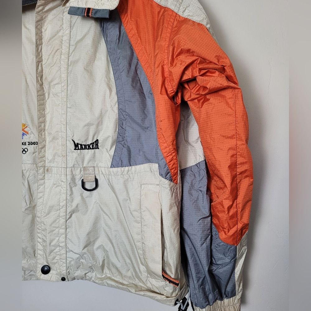 Vintage 2002 Winter Olympics Jacket Windbreaker Marker Orange Gray Nylon Size XS - Picture 3 of 14